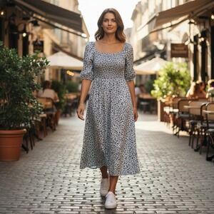 Baum‎ Und Pferdgarten Judith Floral Print Smoked Dress Womens Size Large